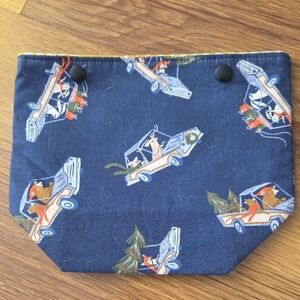 FINAL SALE EUC Handmade Project Bag Box Bottom And Snap Buttons Winter Design